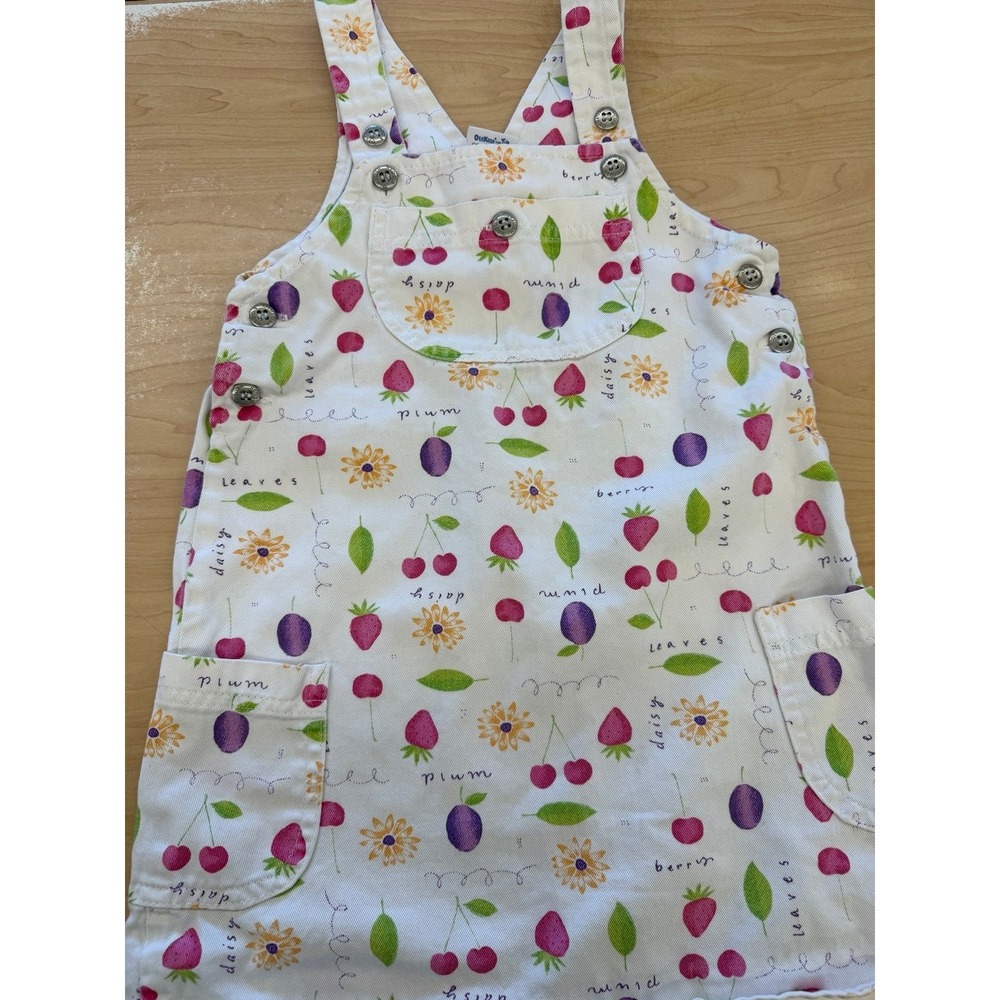 Vintage‎ 90s Oshkosh Rare Fruit/Floral Print Overall Dress - Size 5 daisy plum